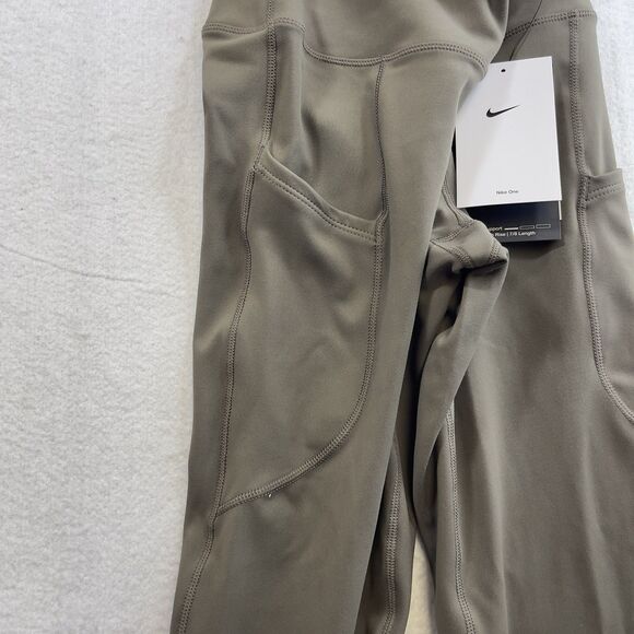 Nike One Leggings Women XS Brown Mink Pocket Preppy Yoga Dri-FIT Training Pants - Picture 3 of 12